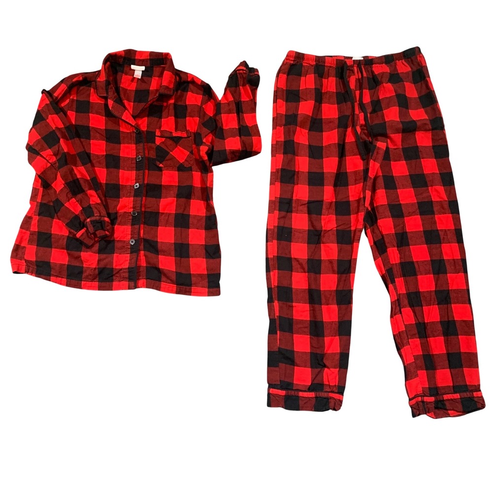 Wondershop Target Womens Red Black Buffalo Plaid Flannel Pajama Set Medium M